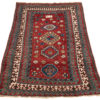 Antique Caucasas Kazak Prayer Rug with Typical Outer Blue and Red Wave Borders 3'6"&times;5'8"