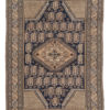 Antique Caucasus Tribal Rug Navy and Earthtones 4'4"&times;6'4"