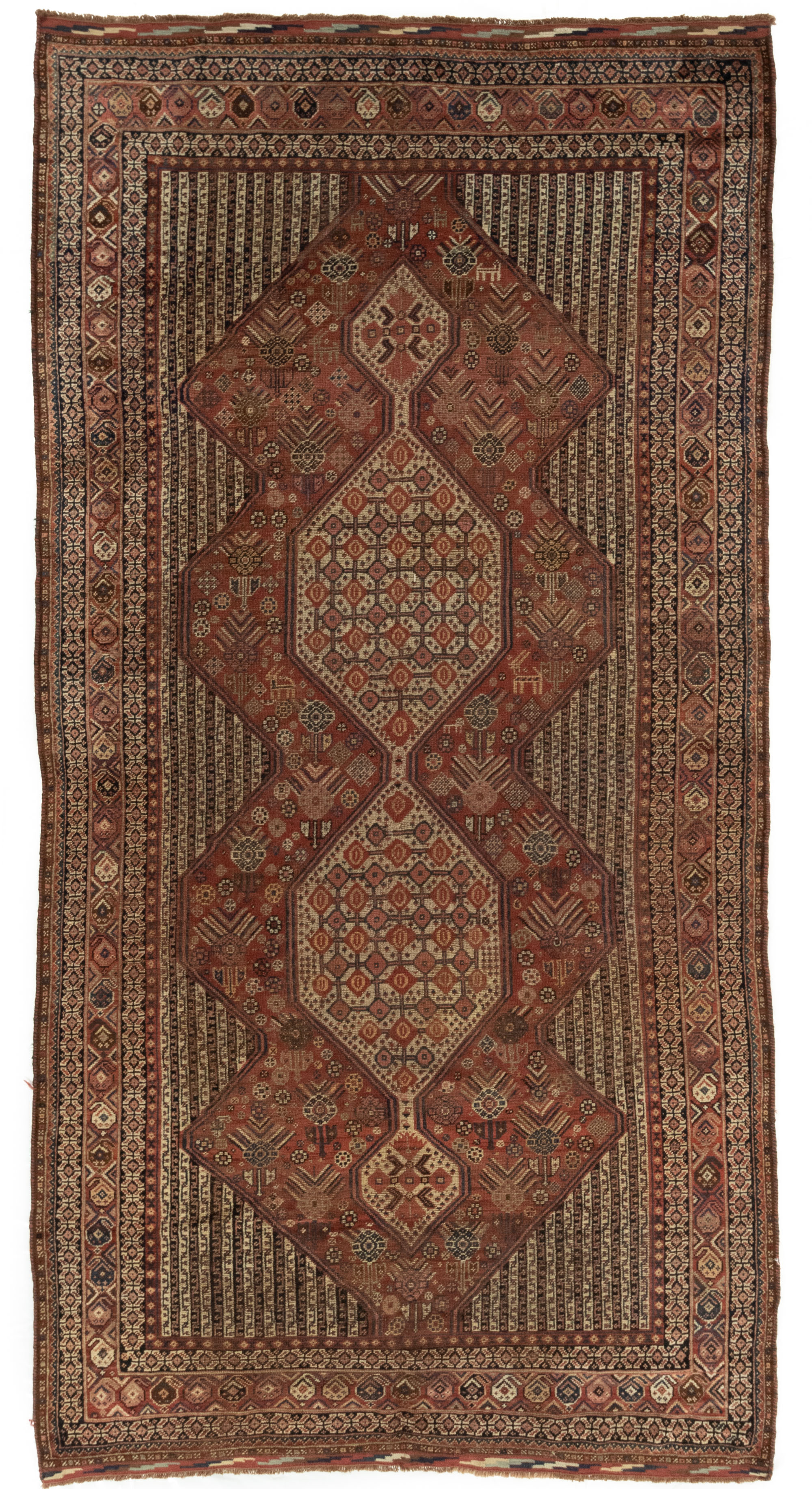 Antique Persian Qashqai Gallery Rug 6'3"&times;11'8"