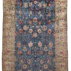 Antique Persian Silk Kashan Hand-Knotted Rug 7'2"×10'10"