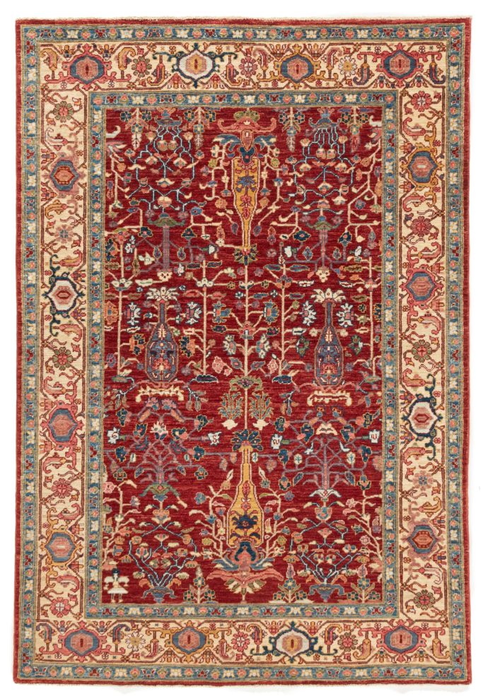 New Afghan Rug with Traditional Design 4'0"&times;6'0"