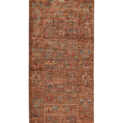 New Pakistani Khoy Tribal Pictorial Runner with Brown Hand-Knotted Wool 2'9"×10'3"